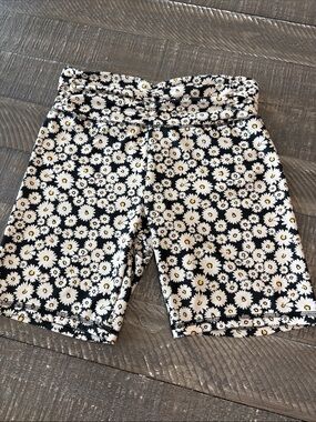 Forever 21 Black Daisy Print Shorts with White & Yellow Accents